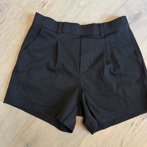 Black High Waisted‎ Pleated Shorts Career Casual Women's
